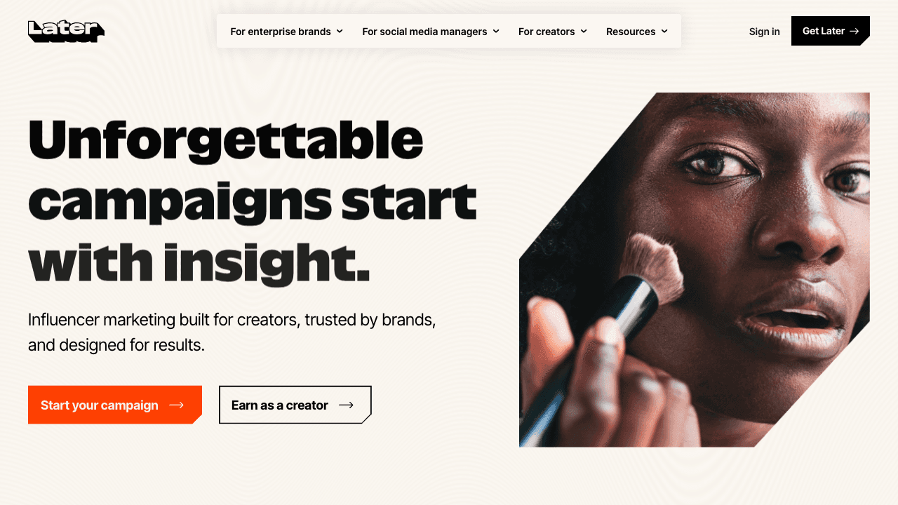 Later homepage