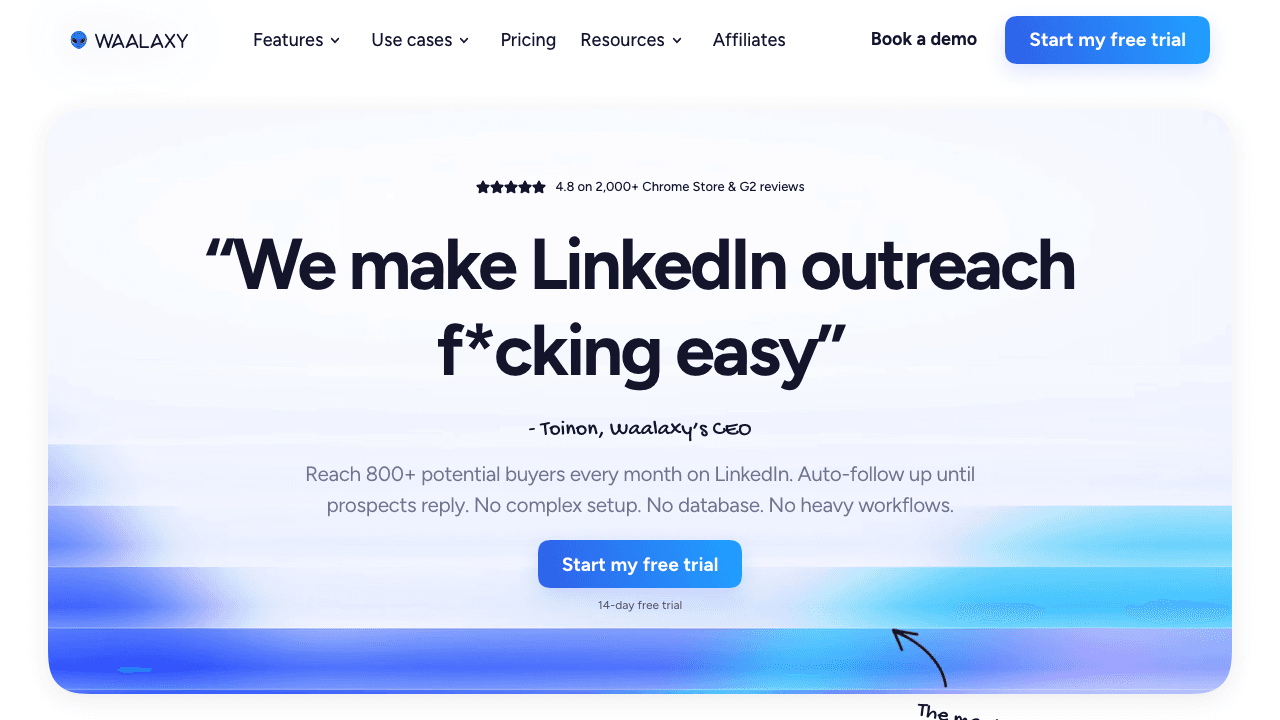 Waalaxy homepage