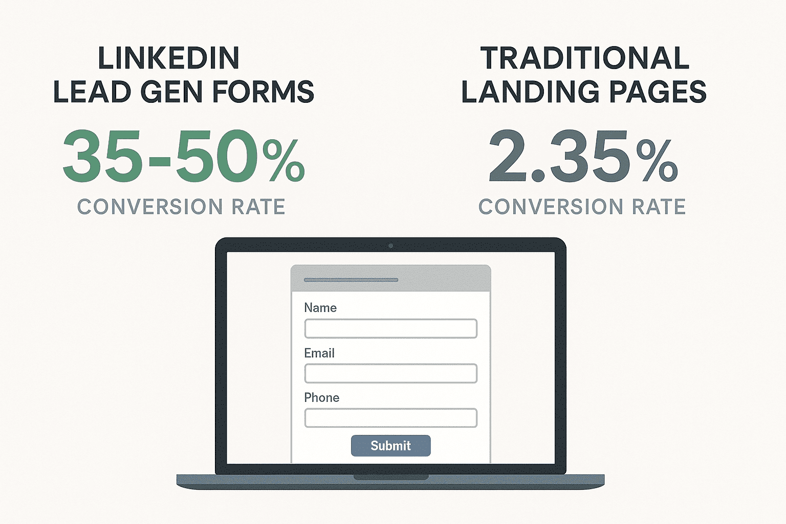 Konversionsraten-Unterschied mit und ohne LinkedIn Lead Gen Form