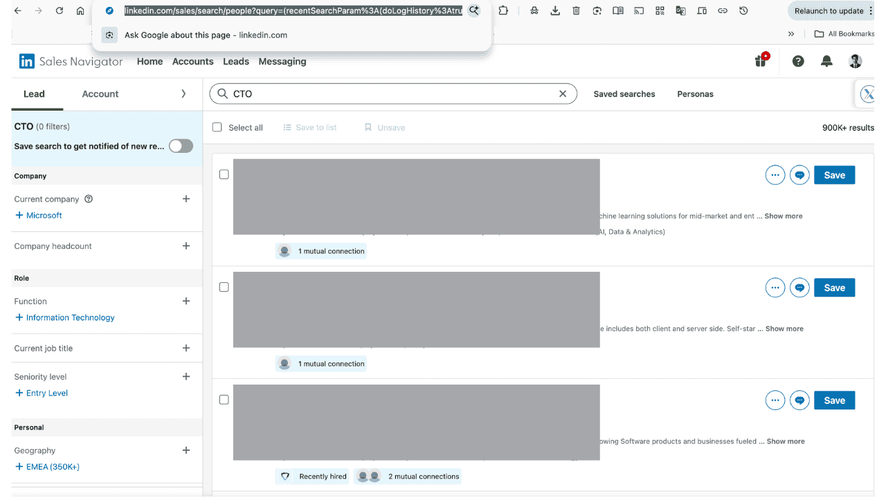 Export your leads from Linkedin Sales Navigator