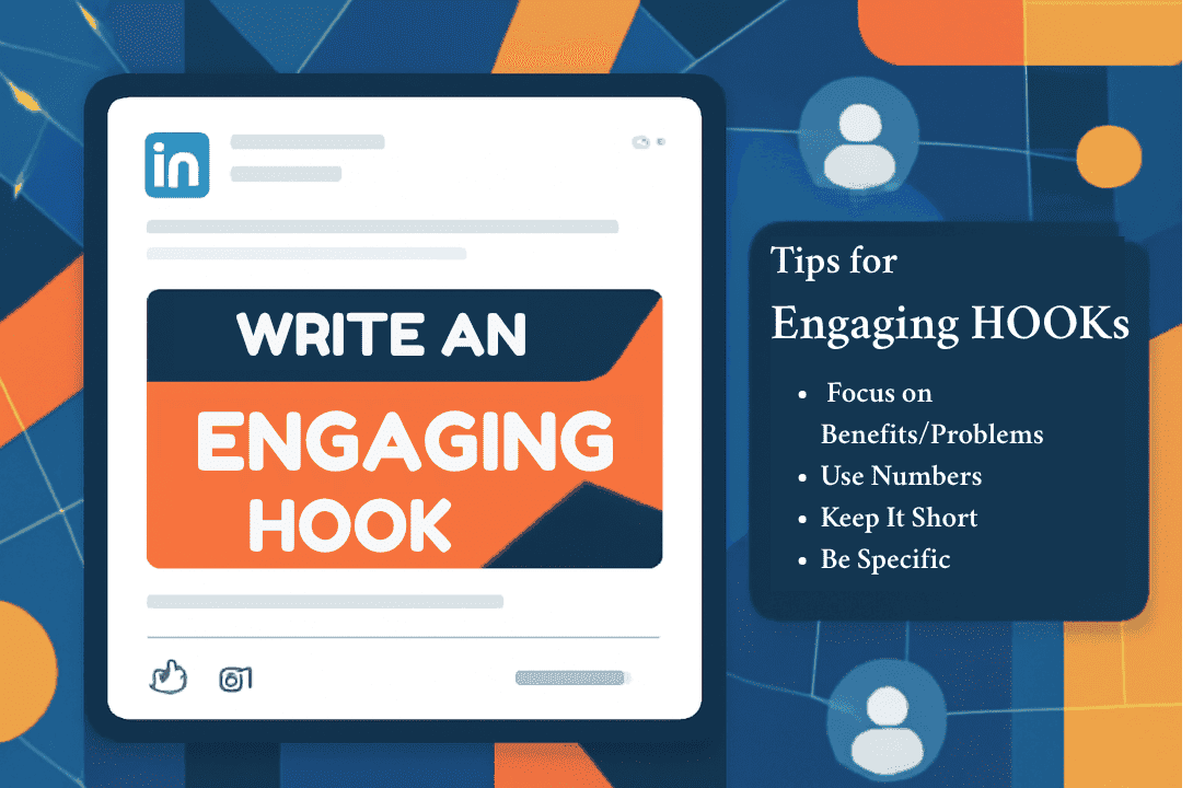 Grafik mit Tipps zur Engagement-Steigerung durch starke LinkedIn-Hooks