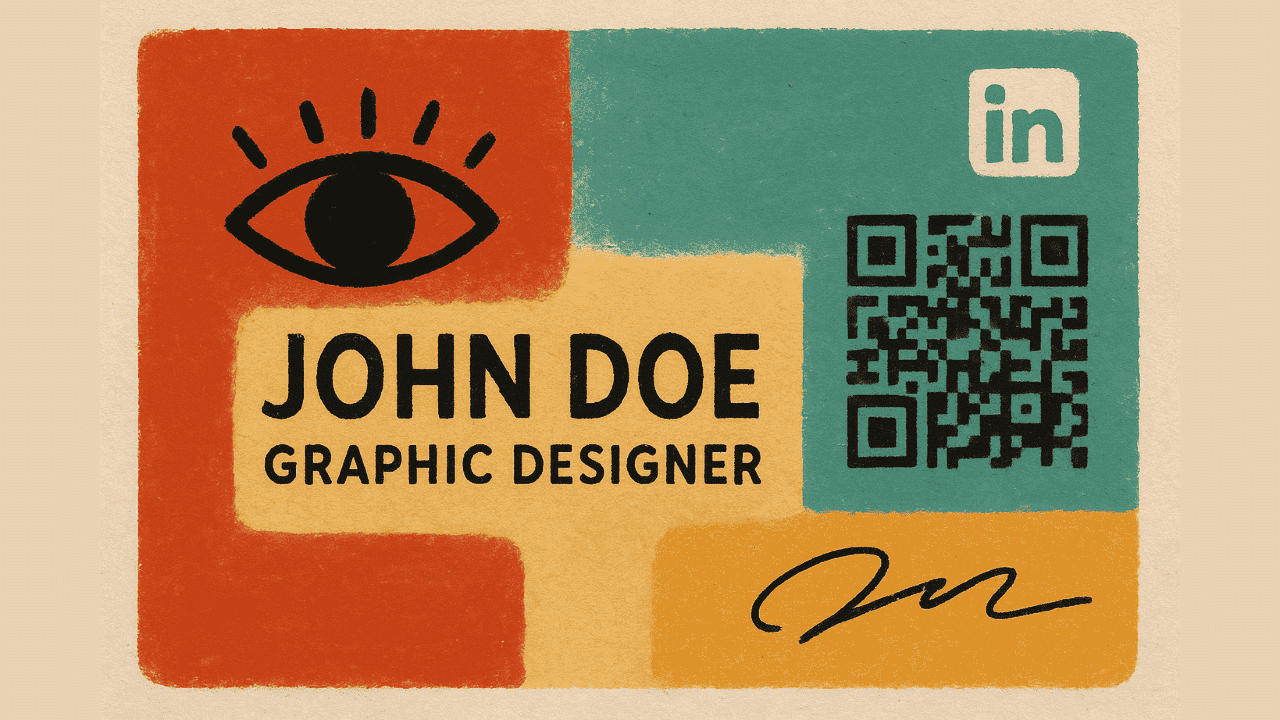 A Graphically intensive business card showing creative acumen of an artist