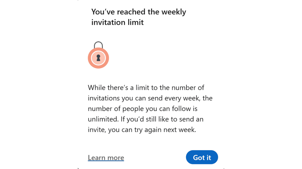 LinkedIn-Verbindungslimit-Pop-up