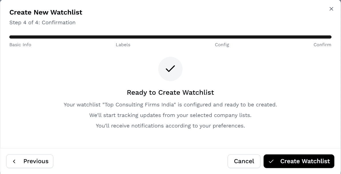 Bestaetigen und starten Sie Ihre LinkedIn-Unternehmens-Watchlist