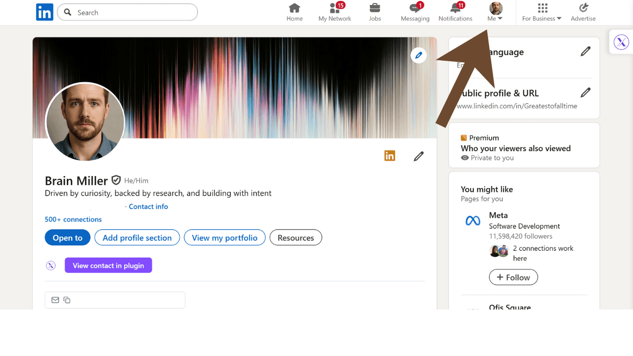 Klicken Sie auf Ihr Profilbild oben rechts