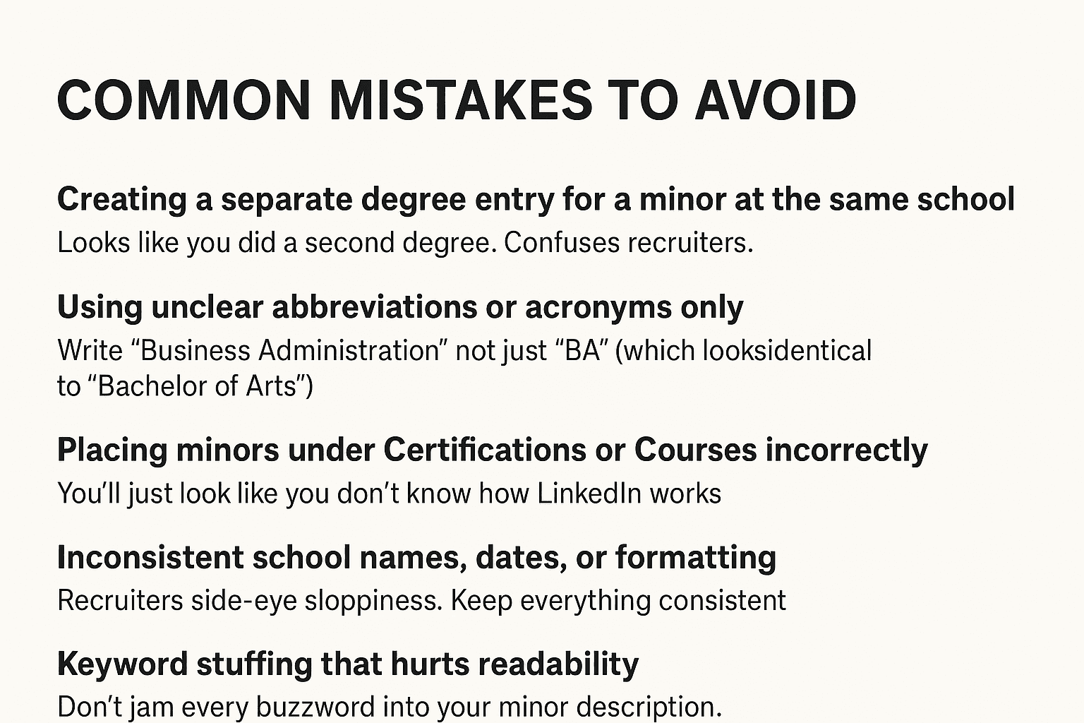 common mistakes to avoid