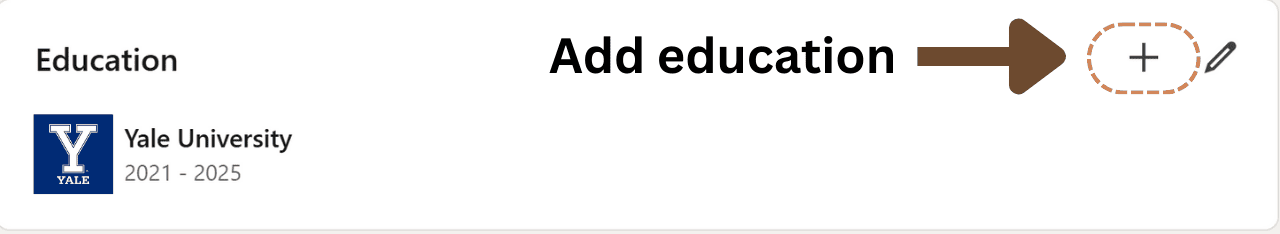 Add education button on profile