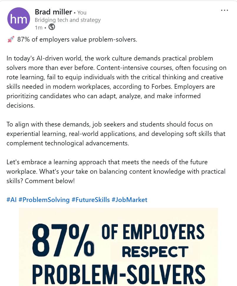 Illustration eines LinkedIn-Beitrags mit starkem Hook