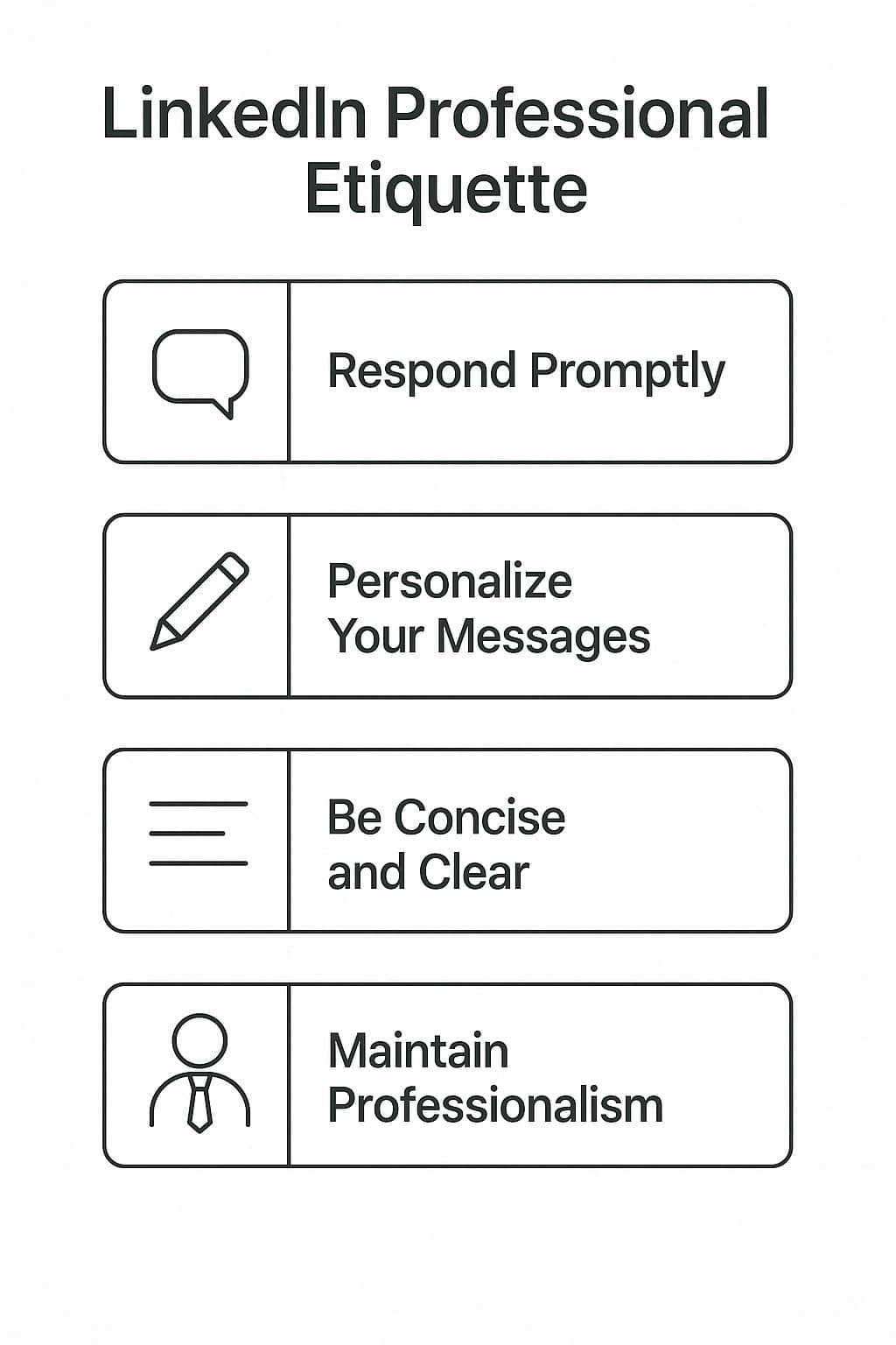 Visual guide showing LinkedIn professional etiquette for recruiter communications