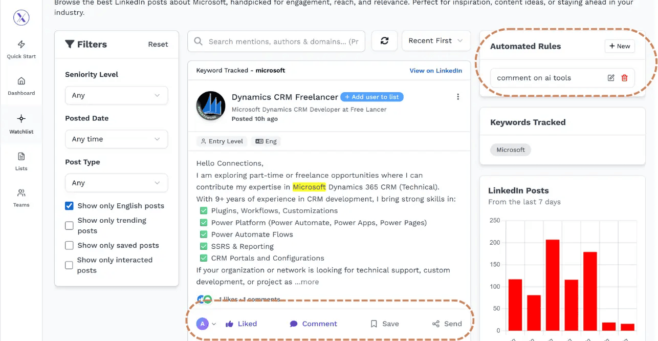 Automated likes and comments