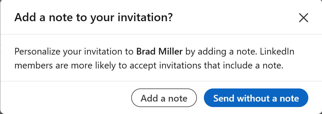 LinkedIn Notiz zu Ihrer Einladung hinzufuegen