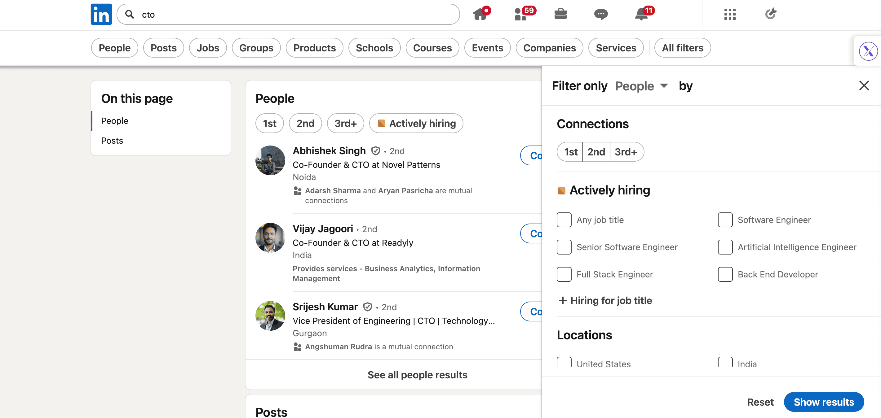 Alle Filter LinkedIn