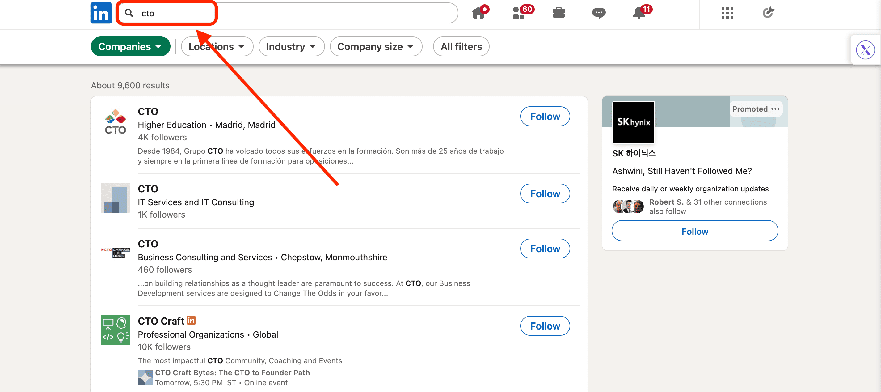 Unternehmensname-Filter