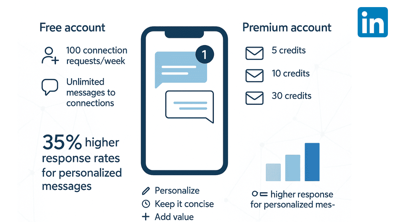 Illustration, die den Unterschied zwischen LinkedIn Premium-Konto und normalem Konto zeigt