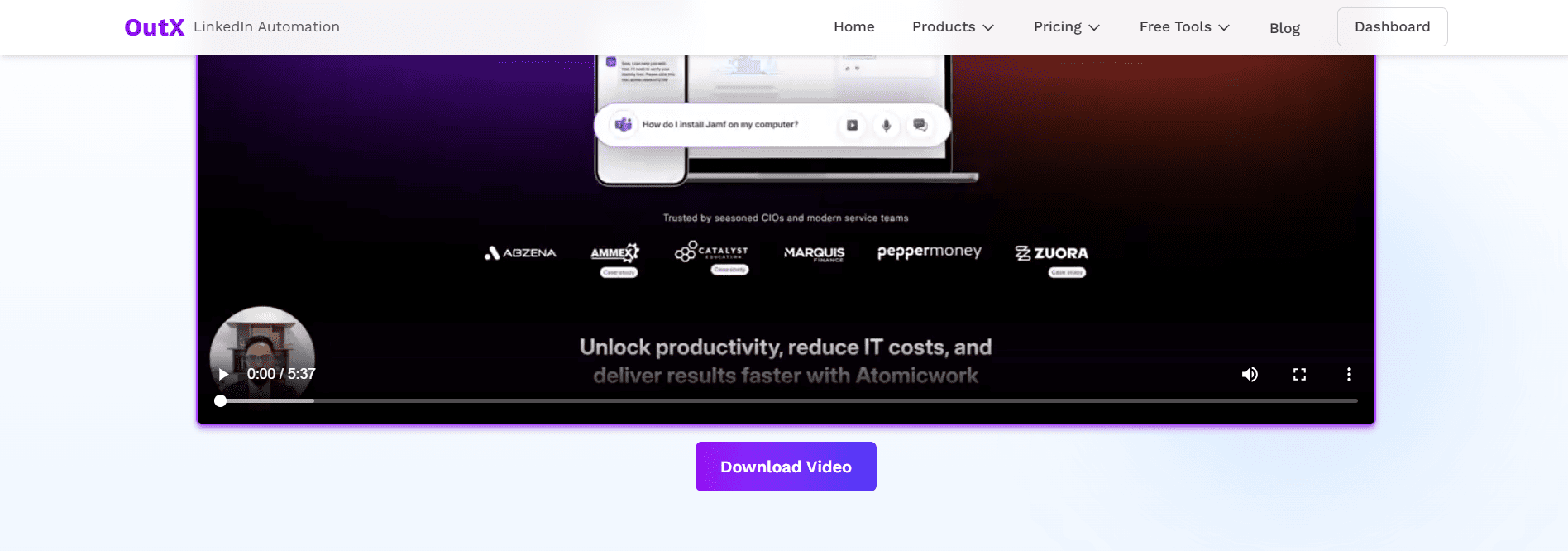 Klicke auf den Button Video herunterladen